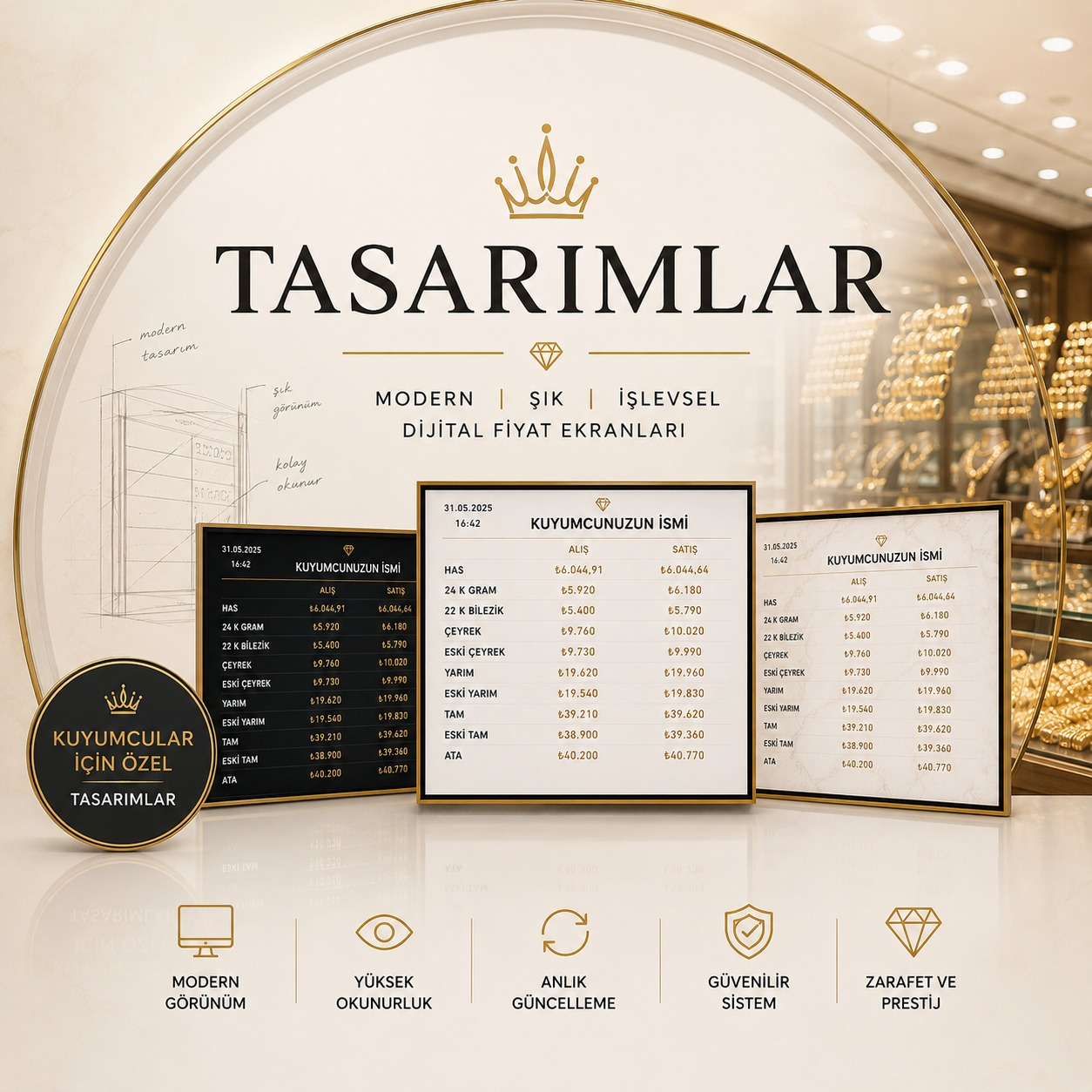 Ceremy kuyumcu fiyat ekranı tasarım örnekleri